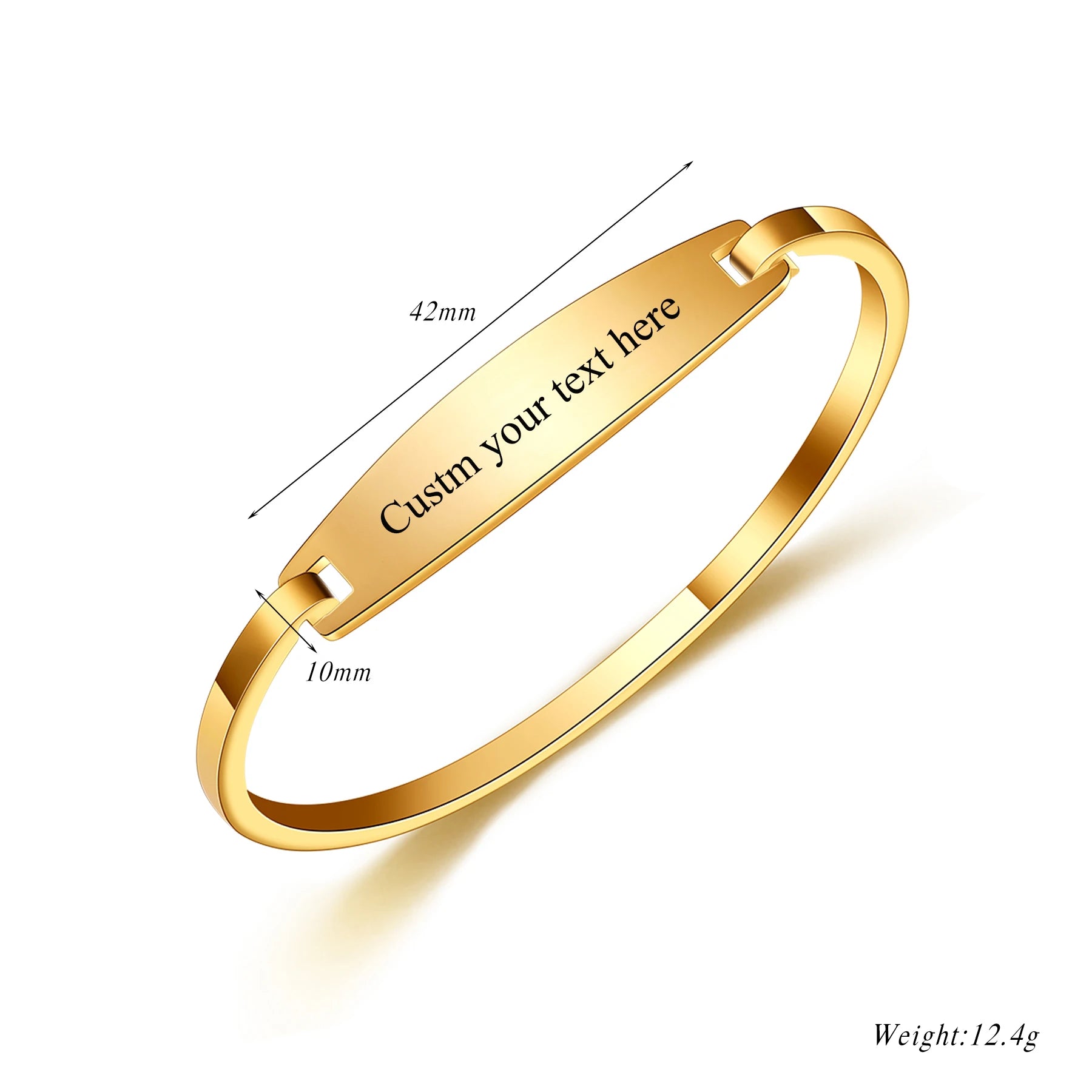 Personalized Stainless Steel Bangle Unique Square Buckle Opening Women's Bracelet Custom Logo Text Bracelet Jewelry Gift