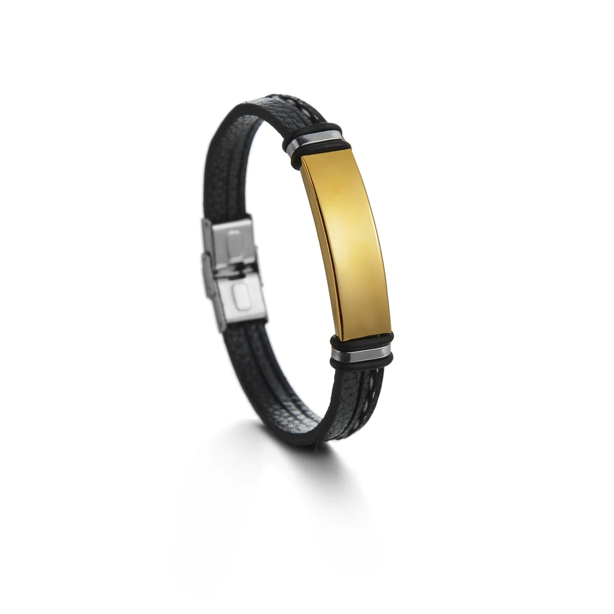 Personalized Customized Stainless Steel Bracelets for Men Engrave Name Date Women Braid Black Color Leather Bangles Jewelry Gift