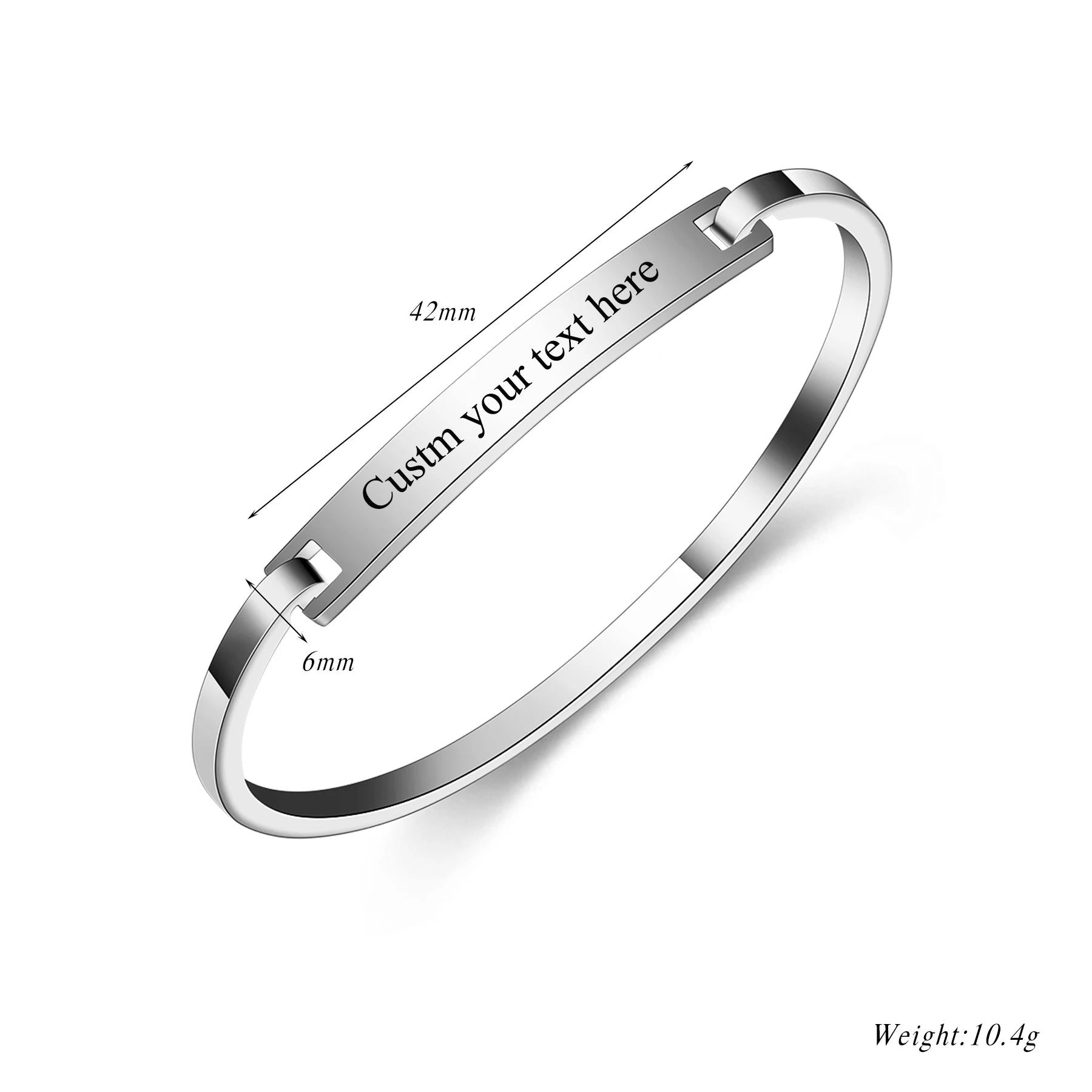 Personalized Stainless Steel Bangle Unique Square Buckle Opening Women's Bracelet Custom Logo Text Bracelet Jewelry Gift