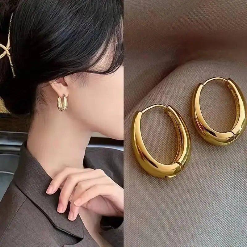 18k Gold Plated Stainless Steel Hoop Earrings