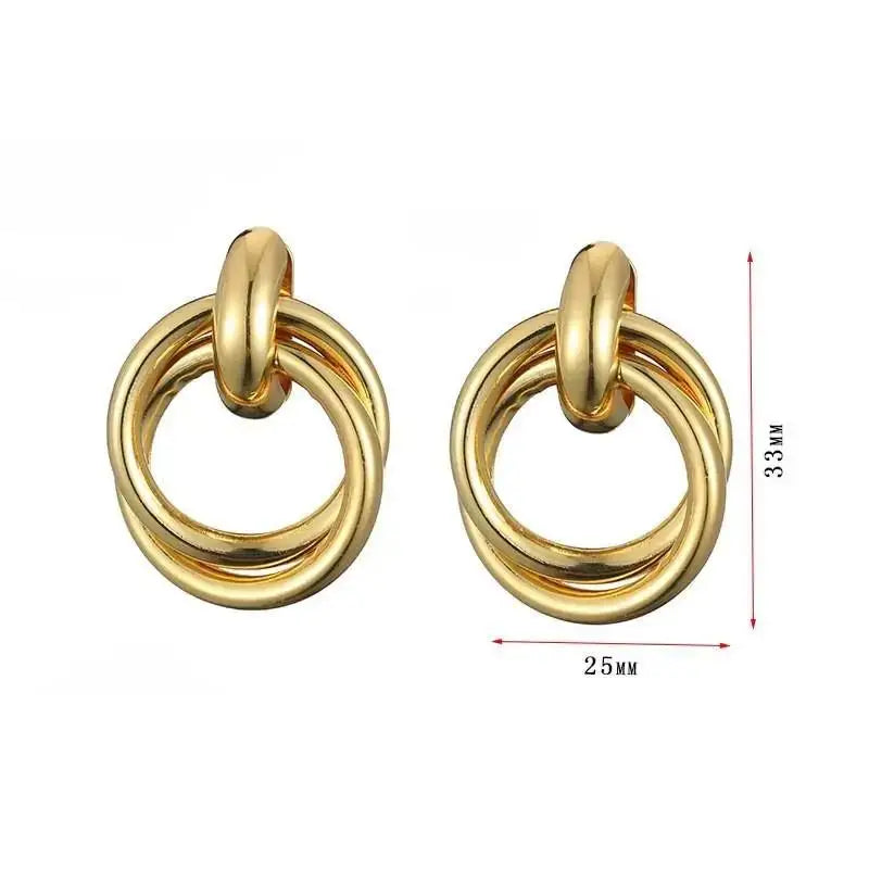 Fashion Vintage Gold Color U Earrings For Women Metal Earing Jewelry 2024 Trending Korean Silver Color Oval Hoop Earrings JN9