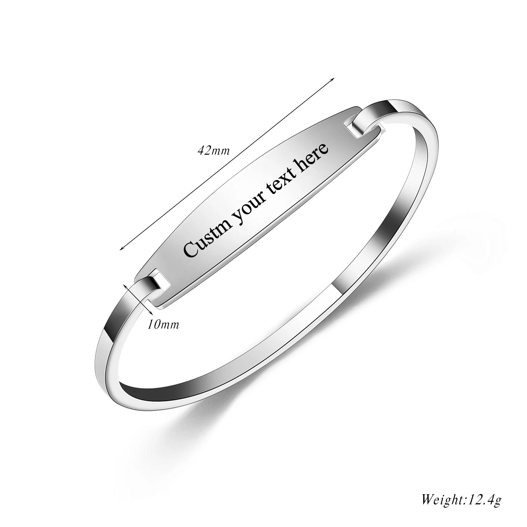 Personalized Stainless Steel Bangle Unique Square Buckle Opening Women's Bracelet Custom Logo Text Bracelet Jewelry Gift